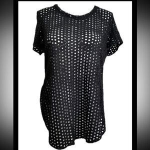 Wilfred BLACK Rayon Mesh Shirt Short Sleeves Swim Tunic Gothic Punk Alt Pullover